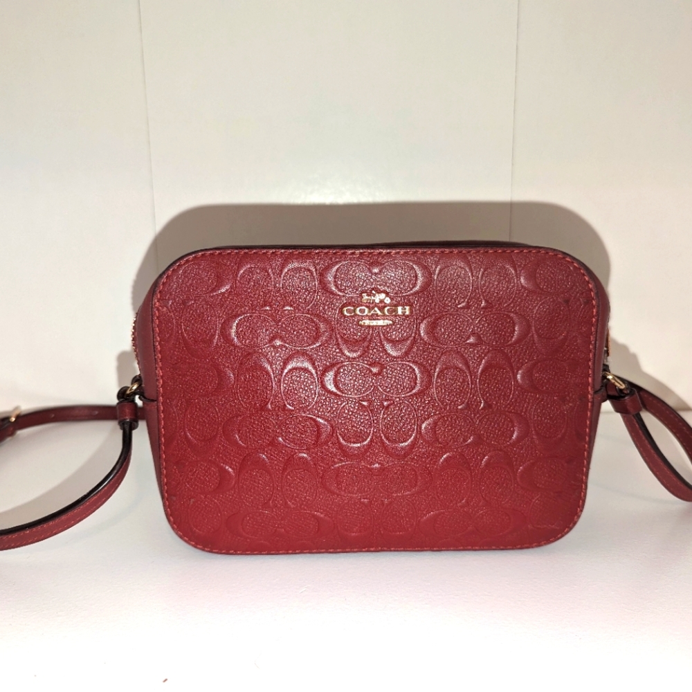 COACH Mini Camera Bag in Red Signature Leather